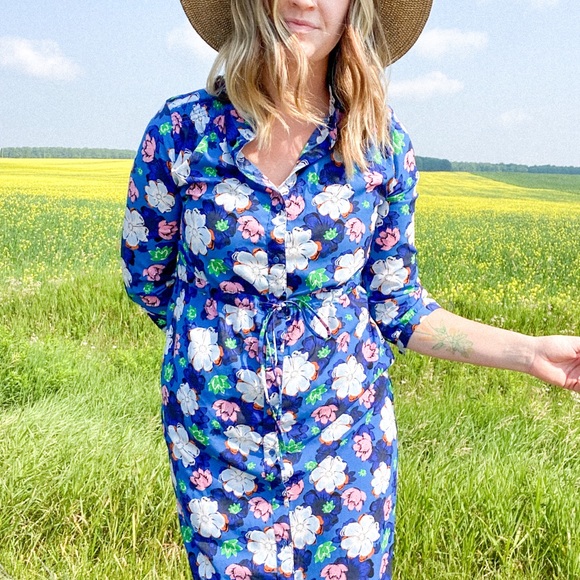 Blue Floral Button Up Dress - Picture 6 of 7